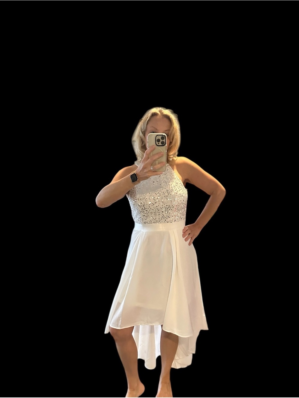 White Beaded Halter Wedding Dress